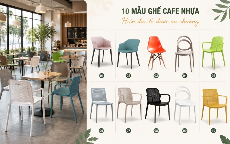 TOP 10 Mẫu ghế cafe nhựa đẹp, giá rẻ được nhiều quán lựa...